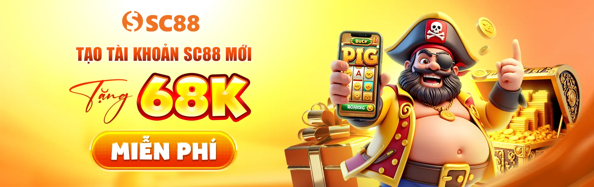 banner Tạo tài khoản SC88 mới, tặng 68k miễn phí